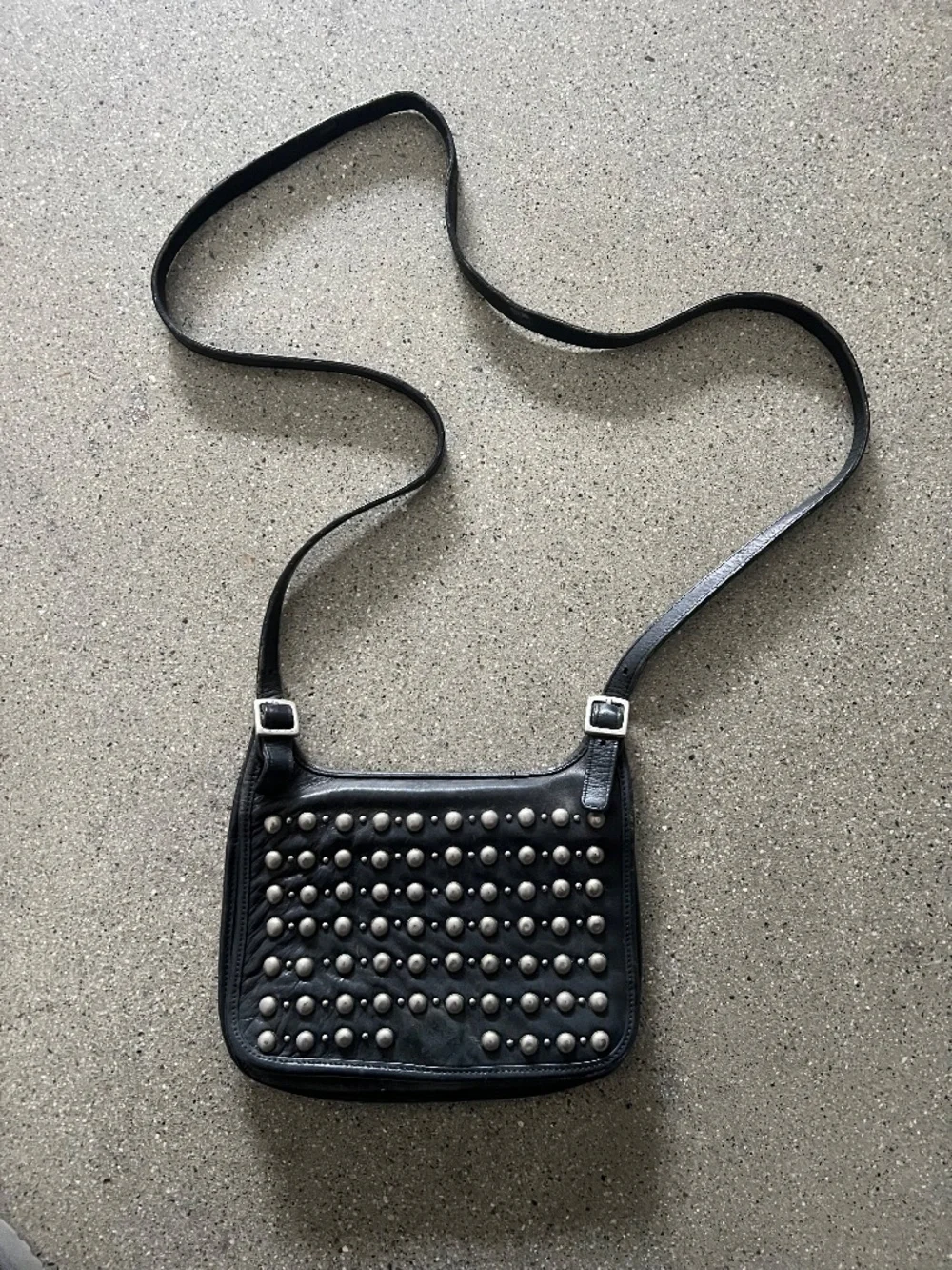 Coach Black Leather Crossbody with Silver Studs